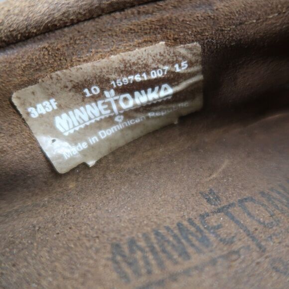 Minnetonka Shoes Womens 10 Moccasin Loafer Slip On Tassel Fringe Leather Leopard - Picture 13 of 14